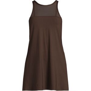 Land's End plus power mesh one piece swimsuit dress adjustable rich coffee 20W